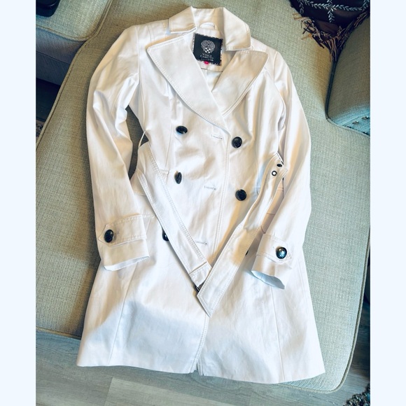 Vince Camuto NWOT White Double-Breasted Women's Rain-Trench Coat- Size XS - Picture 7 of 12